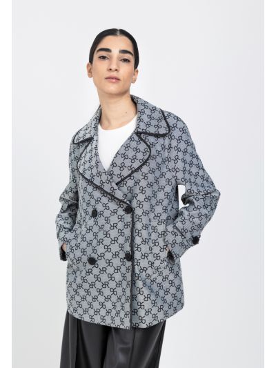 Double Breasted Monogram Print Jacket