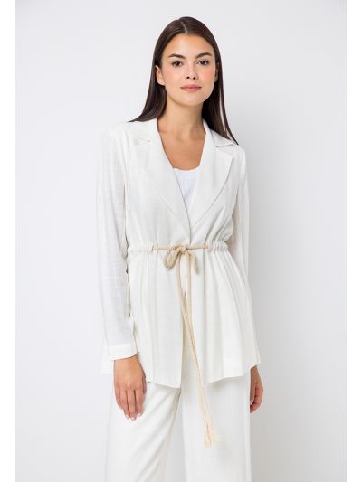 Drawstring Notched Collar Jacket