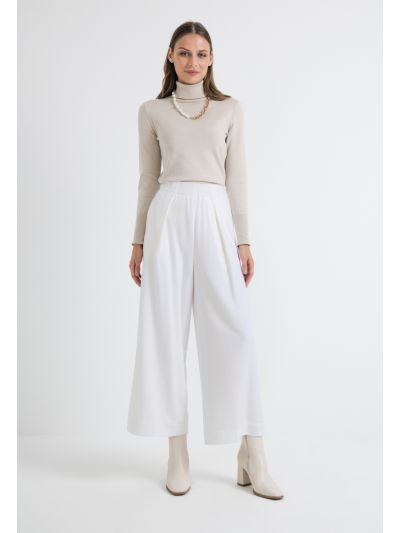 Wide Leg Solid Elasticated Waist Trouser