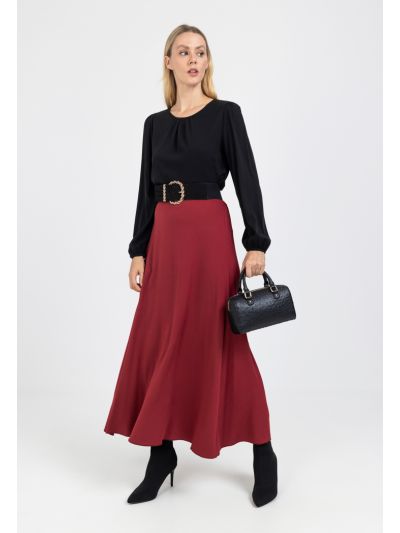 Basic Solid Elasticated Waist Maxi Skirt