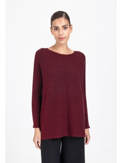 Knitted Ribbed Solid Oversized Blouse