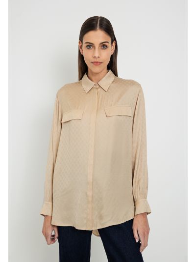 Monogram Print Loose Fit Shirt