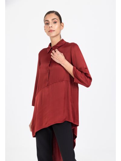 Asymmetrical Solid Tunic Blouse
