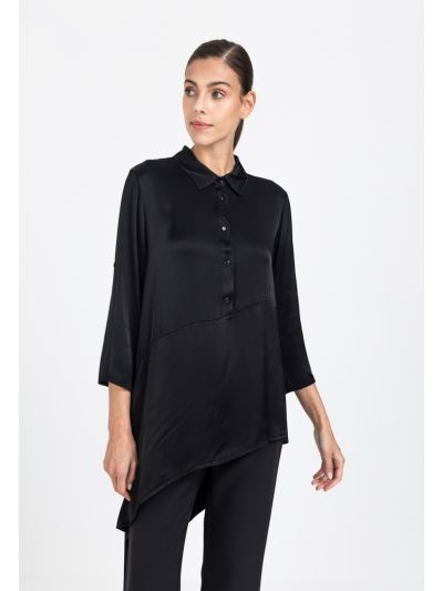 Asymmetrical Solid Tunic Blouse