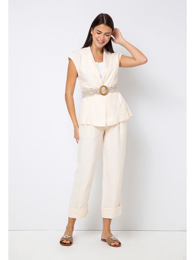 Folded Hem Wide Leg Trouser