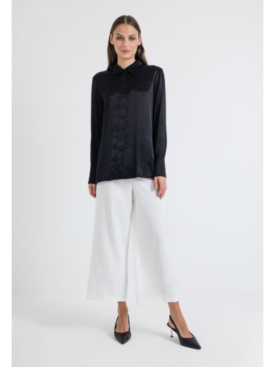 High Waist Wide Leg Solid Trouser
