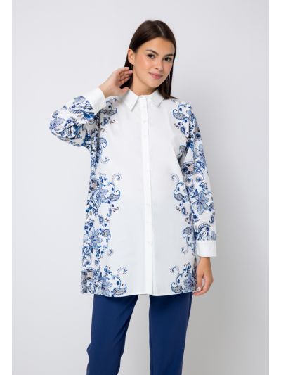 Oversized Printed Long Sleeve Shirt
