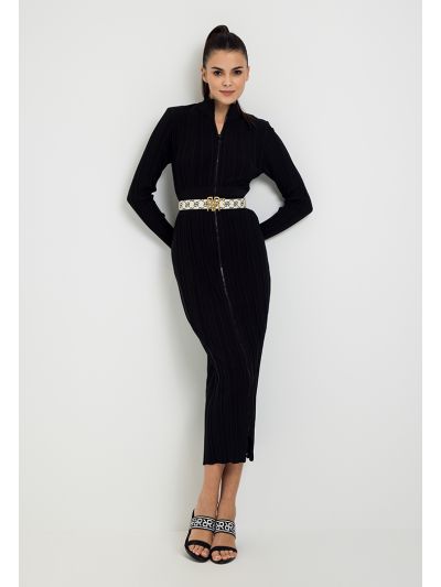 Knitted Ribbed Full Zip Dress