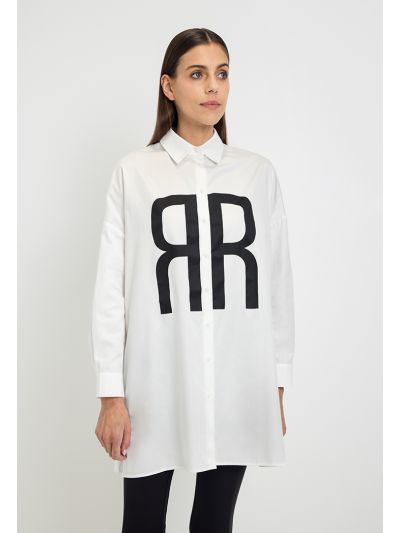 Oversized Front Monogram Print Shirt