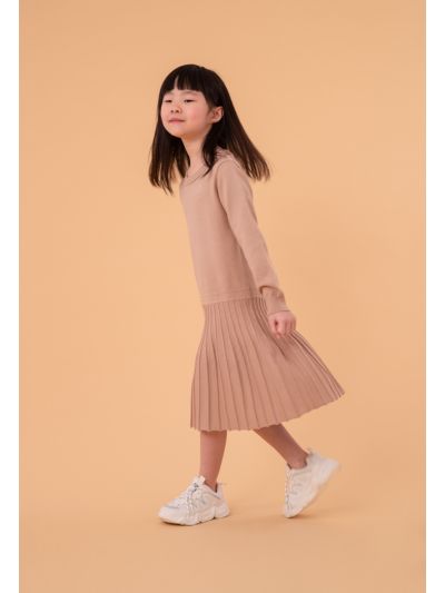 Vertical Knit Long Sleeve Sweater Dress