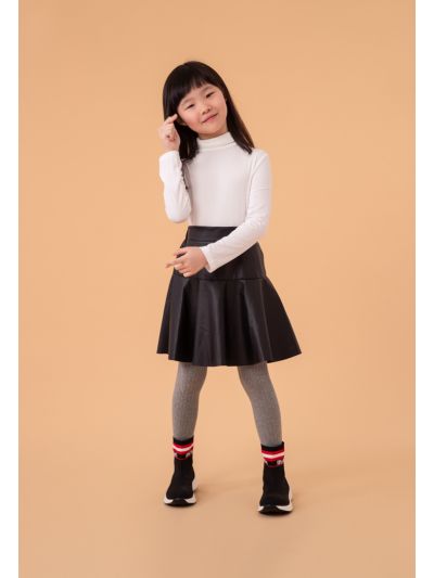 Faux Leather Flare Hem Skirt