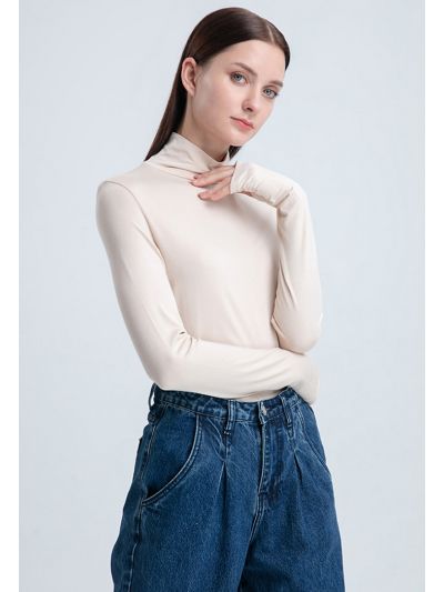 High Neck Solid Basic Top