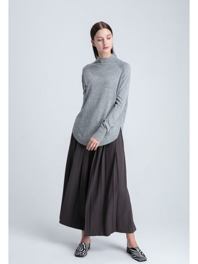 Wide Hem Fold Solid Trouser