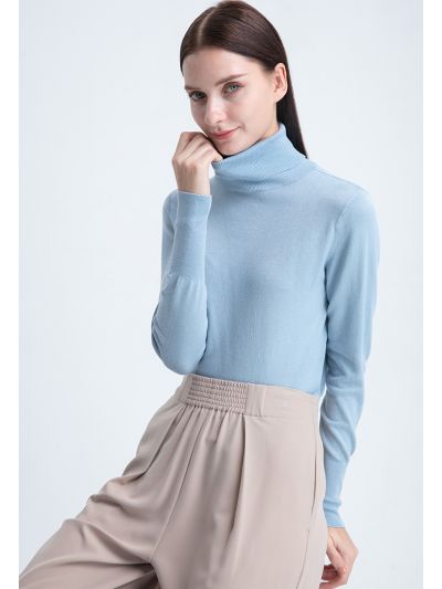 High Turtle Neck Basic Knitted Top