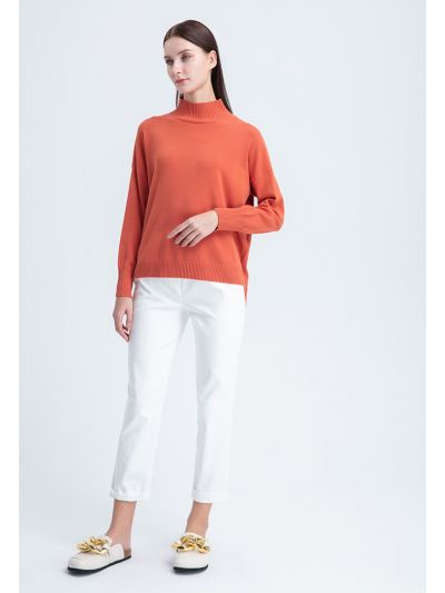 Folded Hem Solid Basic Trouser