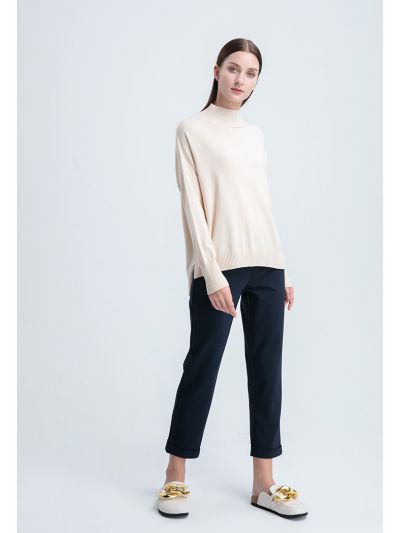Folded Hem Solid Basic Trouser
