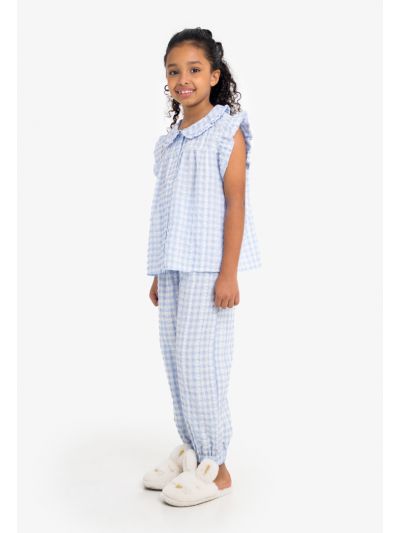 Checkered Ruffled Pajama Set