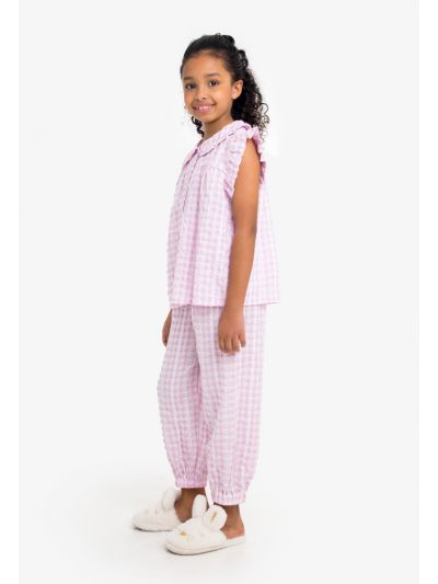 Checkered Ruffled Pajama Set