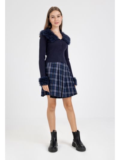 Pleated Plaid Skirt