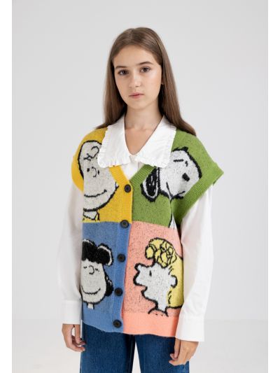Peanuts Multicolored Knitted Gilet