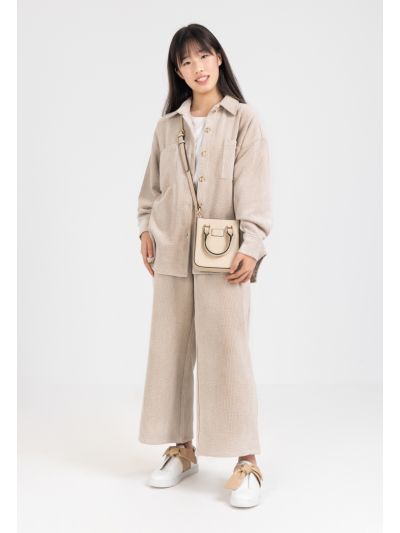Solid Textured Trousers