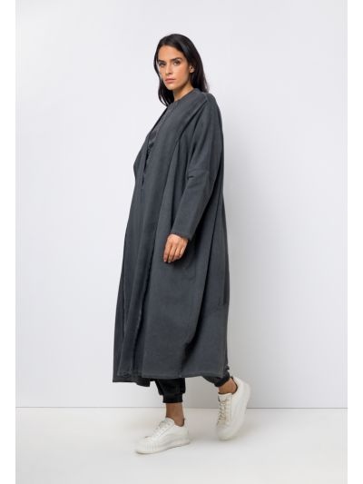 Solid Rubber print Maxi Open Cardigan