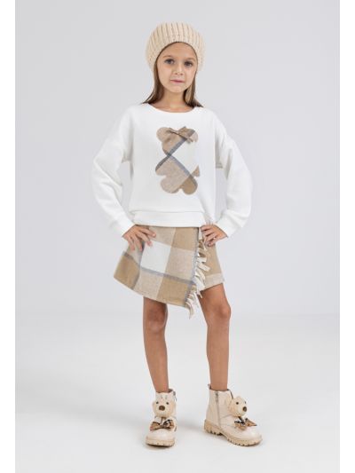 Fringed Plaid Skirt
