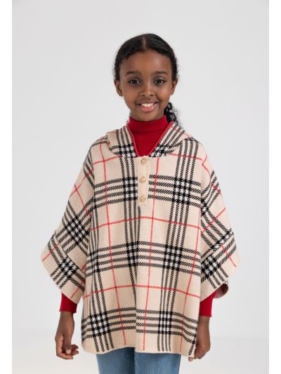 Checked Kids Poncho