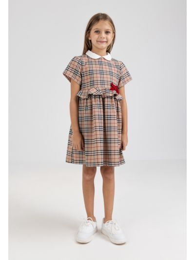 Short Sleeved Checked Dress