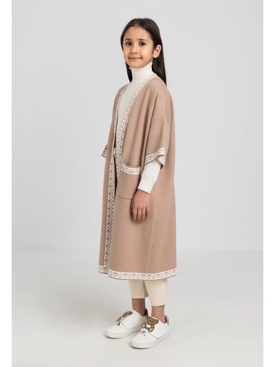 Knitted Two Toned Patterned Abaya