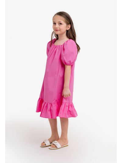 Solid Drop Waist Elastic Dress