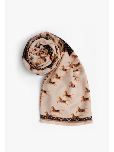 Horse Print Knitted Shawl