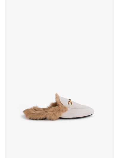 Faux Fur Embellished Mules
