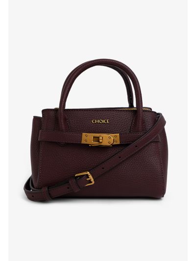Solid Metallic Turnlock Handbag