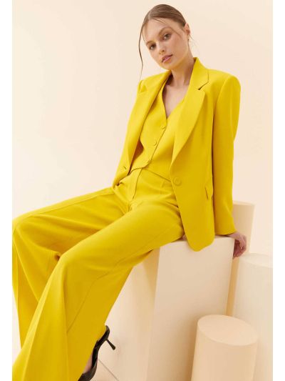 Roman Single Breasted Solid Jacket Yellow