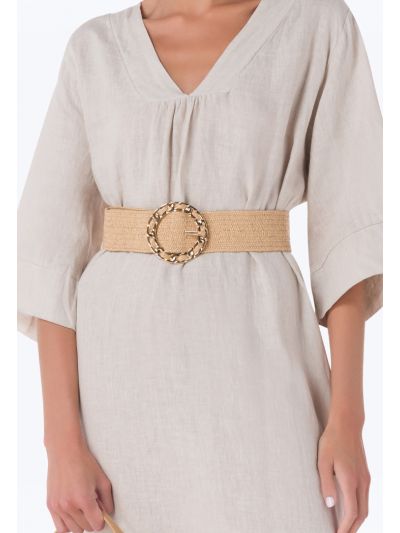 Straw Solid Round Buckle Belt
