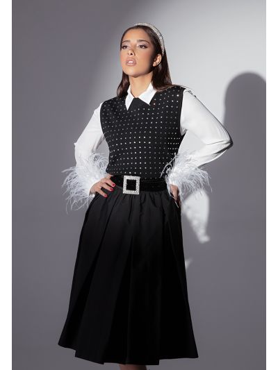 Box Pleat Solid Skirt -Sale