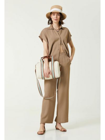 Collection High Waist Flowy Trouser Beige