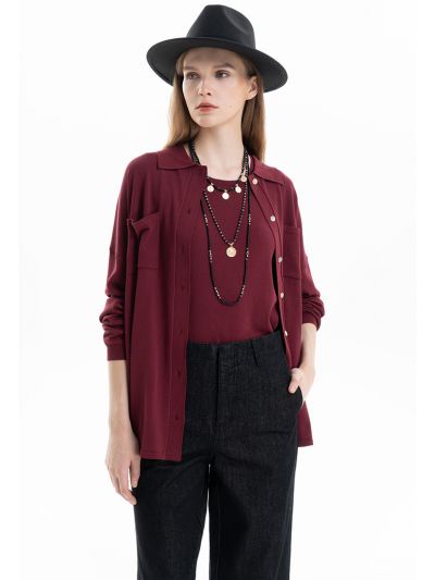 Knitted Button Down Solid Shirt -Sale