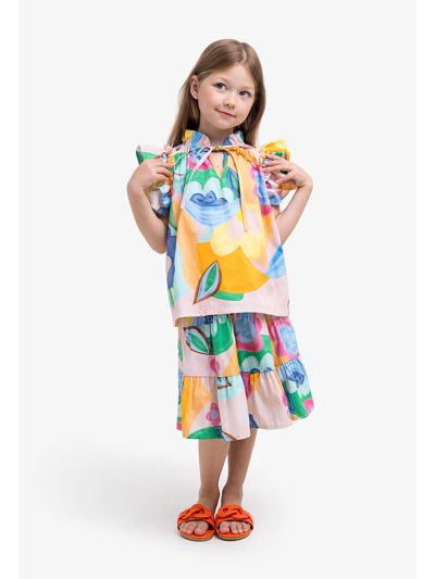 Multicolored Printed Tiered Skirt