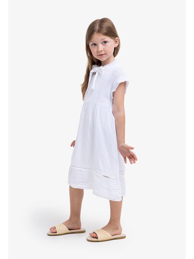 Plain Tie Neck Summer Dress Set (2 PCS)
