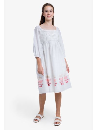 Floral Embroidered Crochet Dress