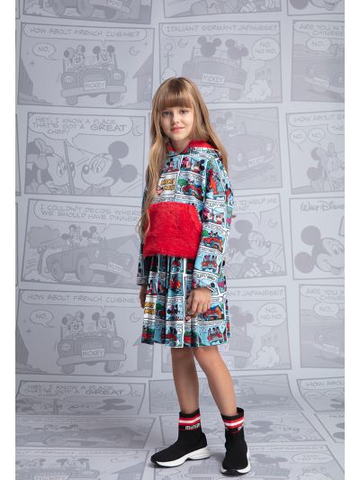 Mickey And Friends Comic Strip Hoodie Blouse And Skirt Set