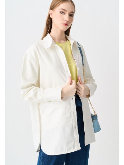 Solid Loose Fit Denim Shirt