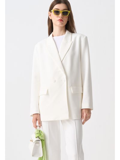 Notched Collar Double Breasted Blazer