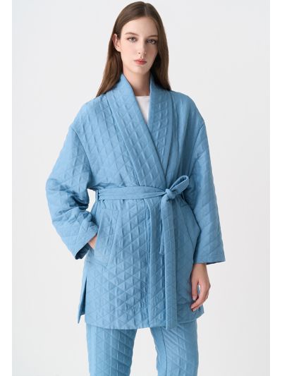 Quilted Drop Shoulder Belted Kimono
