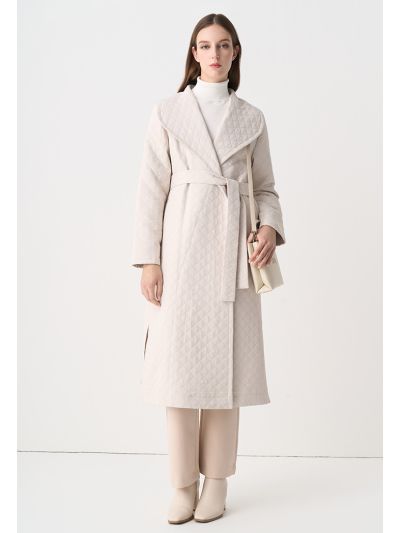 Solid Quilted Belted Coat