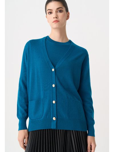 Solid Long Sleeve Knitted Cardigan