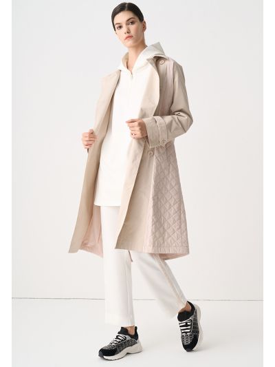 Quilted Double Breasted Midi Coat
