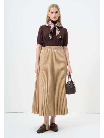 Single Tone Faux Leather Plated Skirt